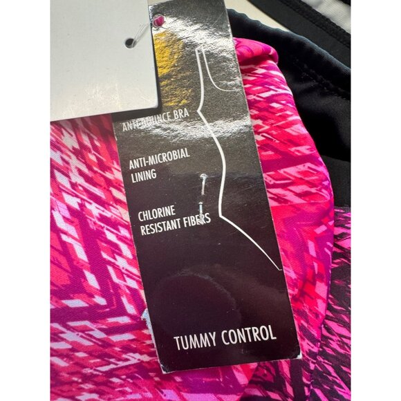 Swim Solutions One Piece Tummy Control Coral Size 10 Padded NWT - Picture 4 of 16